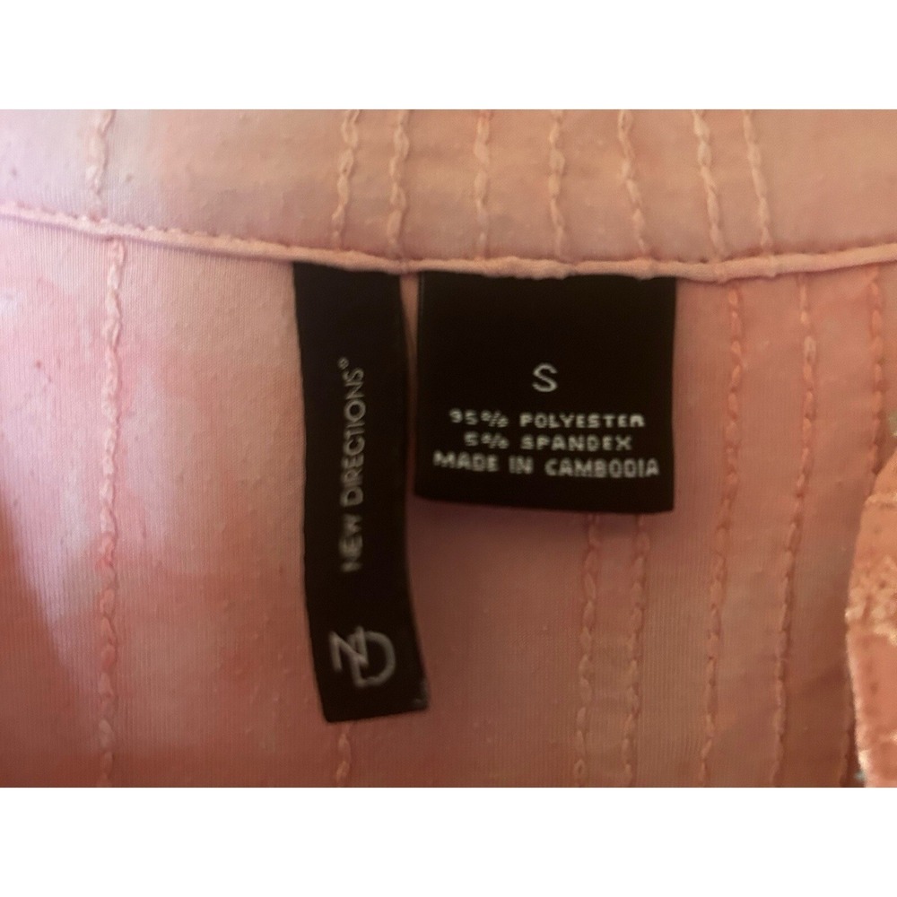 Pintick Popover Roll Tab Sleeves Sequin Tye-Dye Peach Dip Dye Boho Top SZ S - Picture 3 of 9